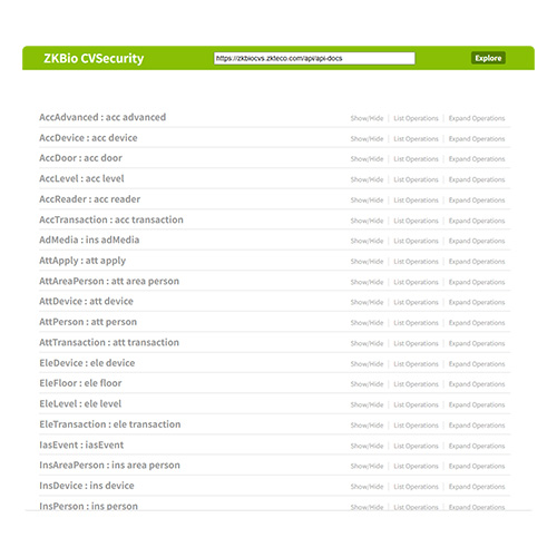 ZKBio CVSecurity  API