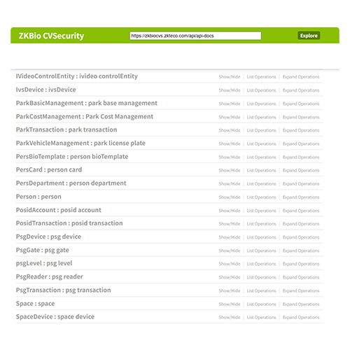 ZKBio CVSecurity  API